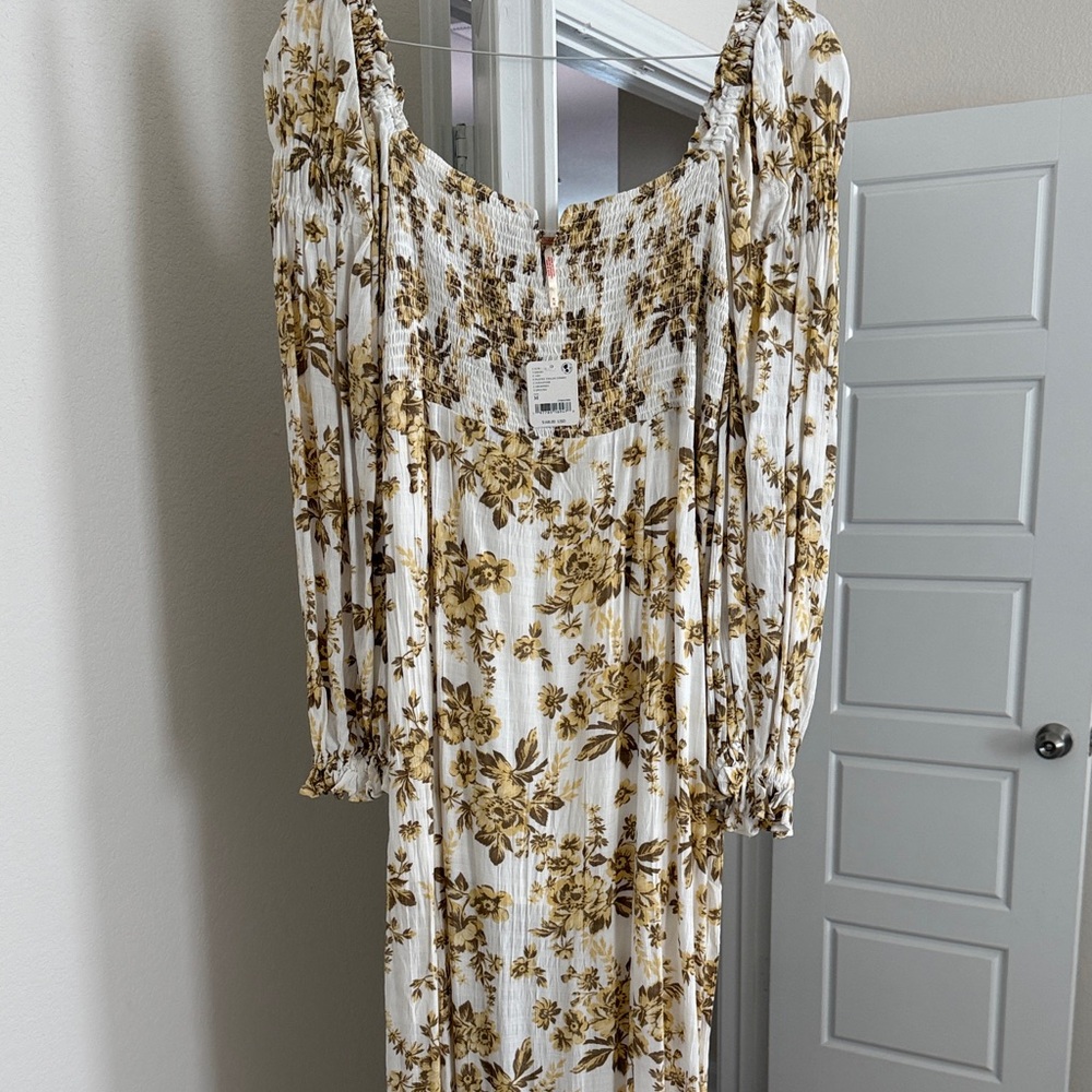 Free People Floral Print Long Sleeve Dress